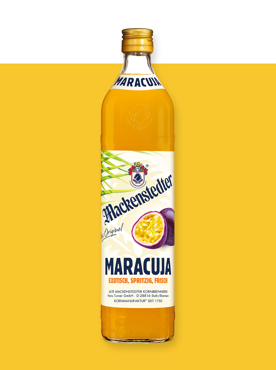 Das Foto einer Flasche Maracuja